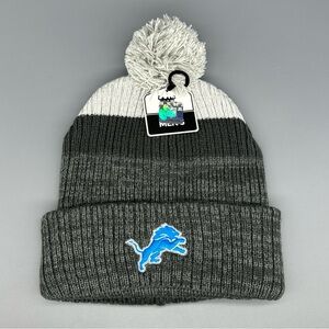 NEW Fan Favorite Detroit Lions Logo Beanie Cuffed Winter Heather Grey Hat Cap